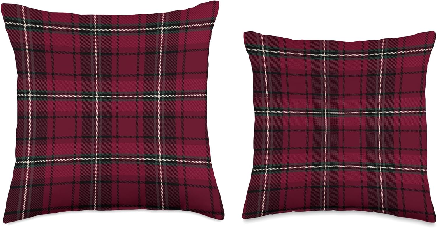 Buffalo Burgundy Plaid Old Money Classic Tartan Pattern Throw Pillow