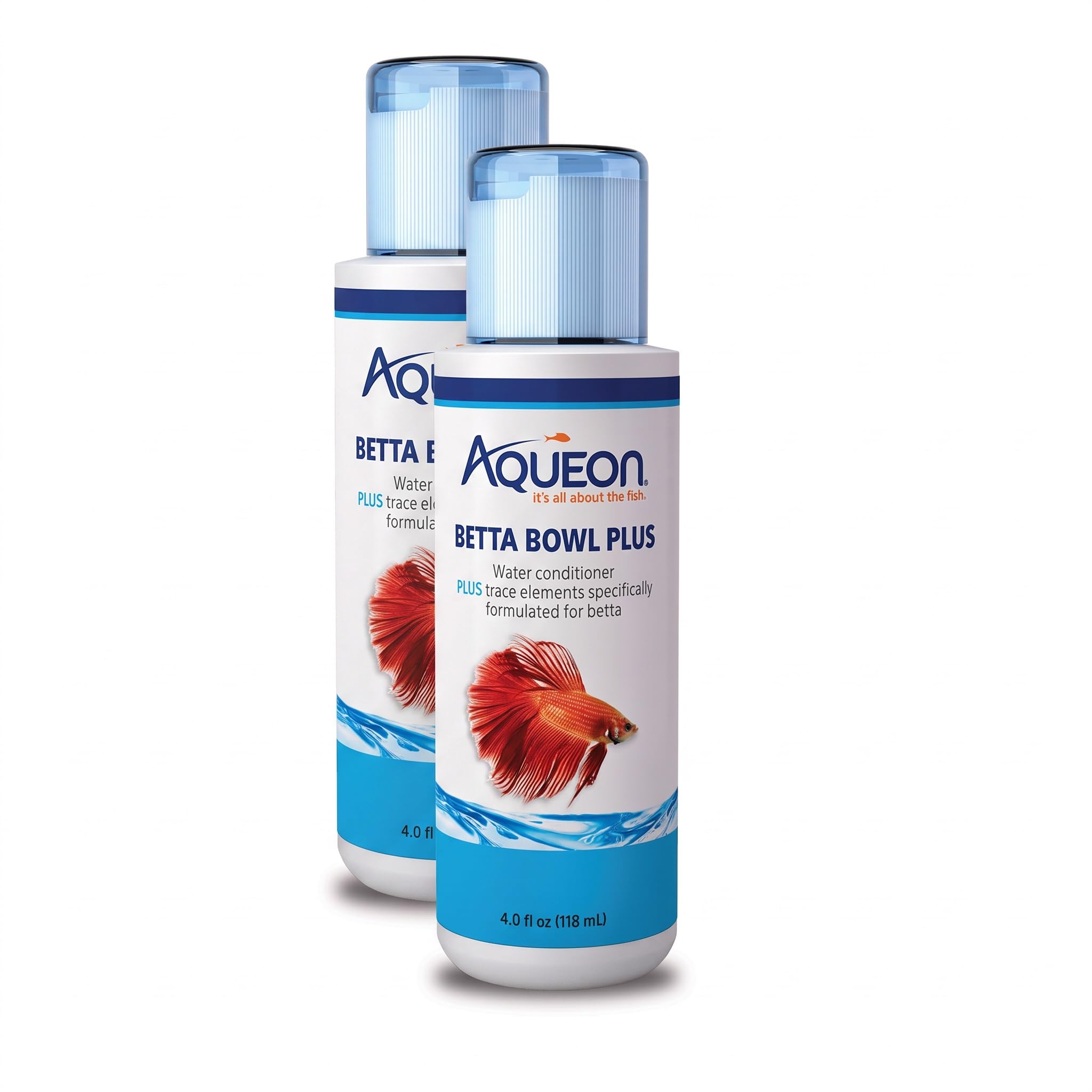 Aqueon Betta Bowl Plus Water Conditioner Neutralizes Chlorine and Ammonia for Betta Fish Tanks - 4 Ounces (Pack of 2)