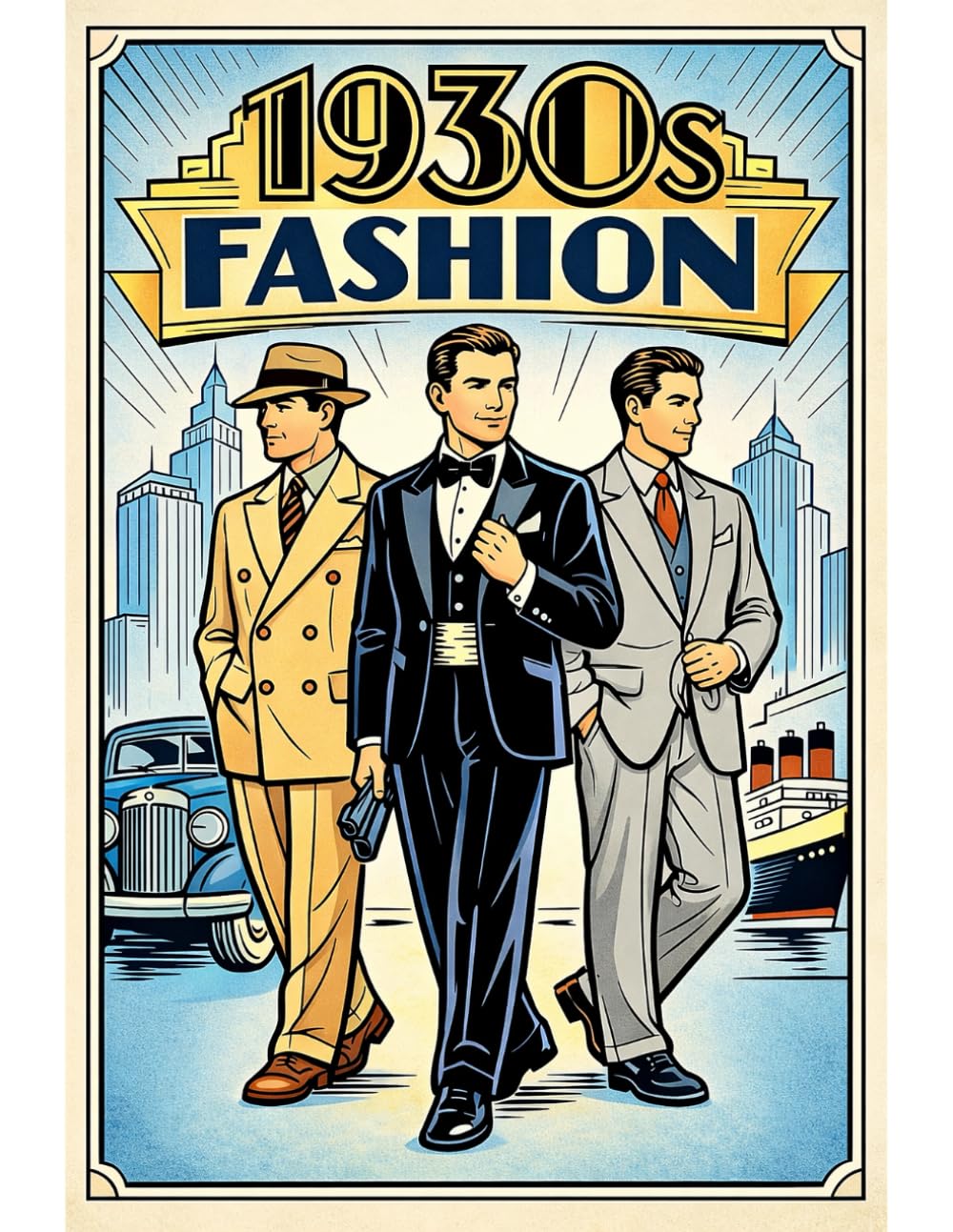 M-1930s-01 — Art Deco Suits: Men’s Decades Runway (IOConcept Fashion Coloring Catalog)