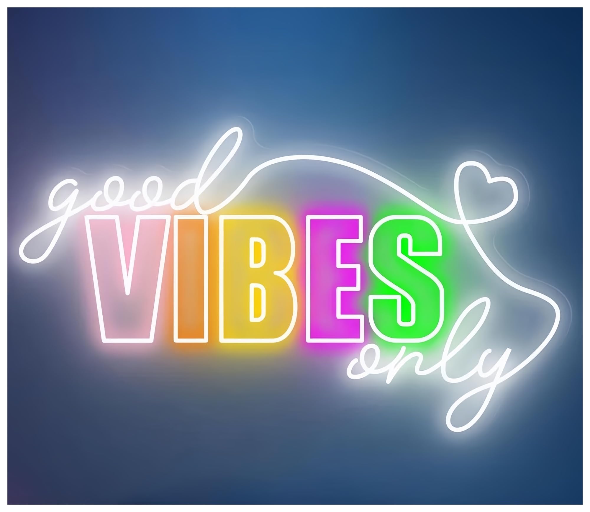 SHOUXI Sign Lamp Good Vibes Only Neon Sign,Wedding Decor Bar Decor(B,60cm)