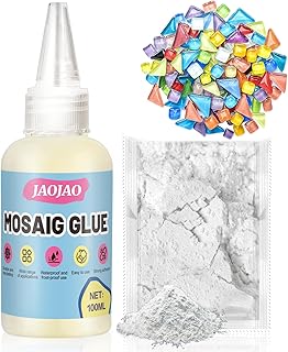 JAOJAO Mosaic Glue, Mosaic Tiles for Crafts Mosaics Grout Waterproof Moisture-Proof for Bathroom Kitchen All Tiles Surfaces Home Decoration DIY Art Projects, 100ml (Mixed Color Series)