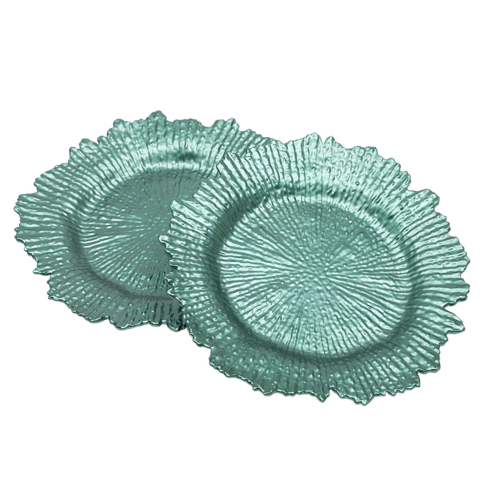 Zestaw 24 zielonych okrągłych talerzy z ładowarką, 33 cm, dekoracyjne talerze do serwowania na wesela, imprezy, wytłaczane tace na przekąski, elegancka dekoracja stołu obiadowego kuchni