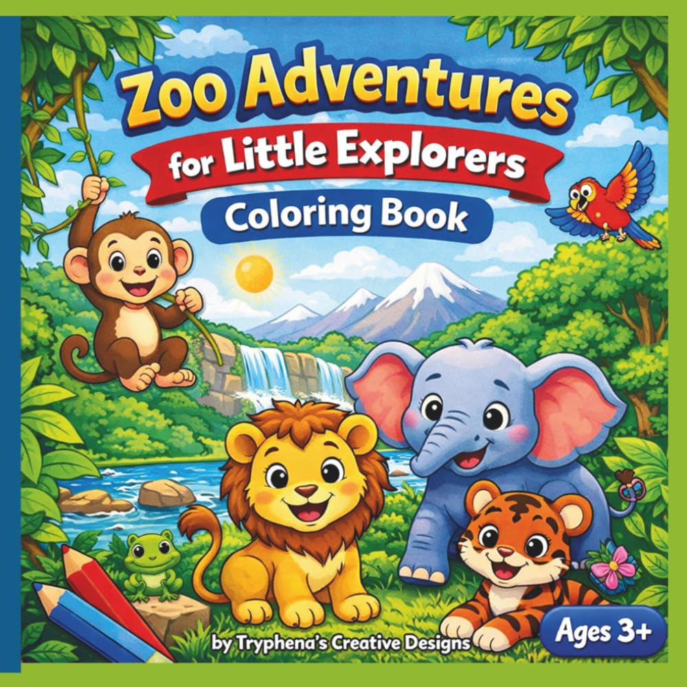 Zoo Adventures for Little Explorers: A Cute and Fun Zoo Animal Coloring book for Kids Ages 3+
