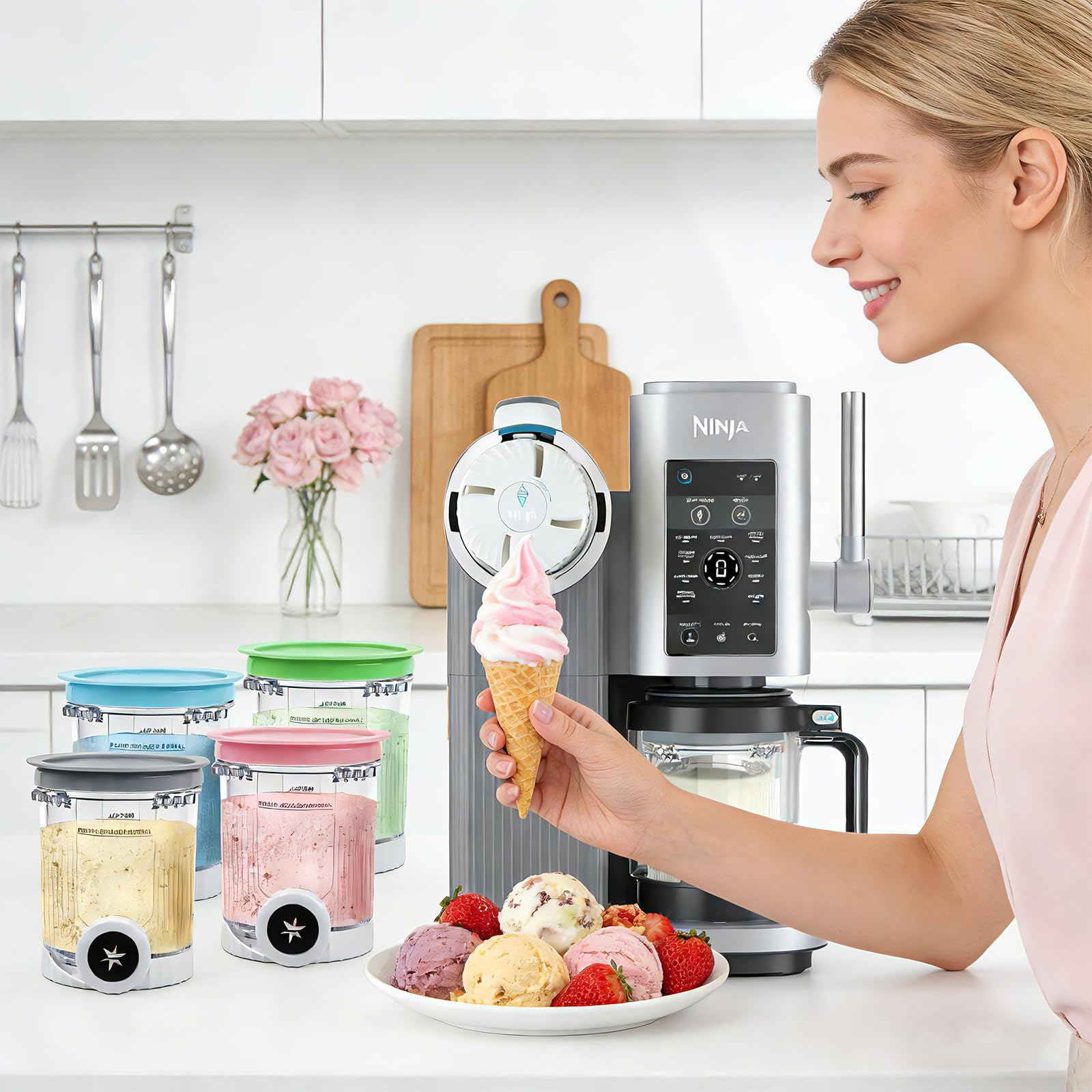 Lot de 4 récipients pour Ninja Swirl CREAMi NC701EU 480 ml, sans BPA et passent au lave-vaisselle, compatibles avec les récipients Ninja Creami Swirl, accessoires pour NC701EU, NC501EU, NC301EU