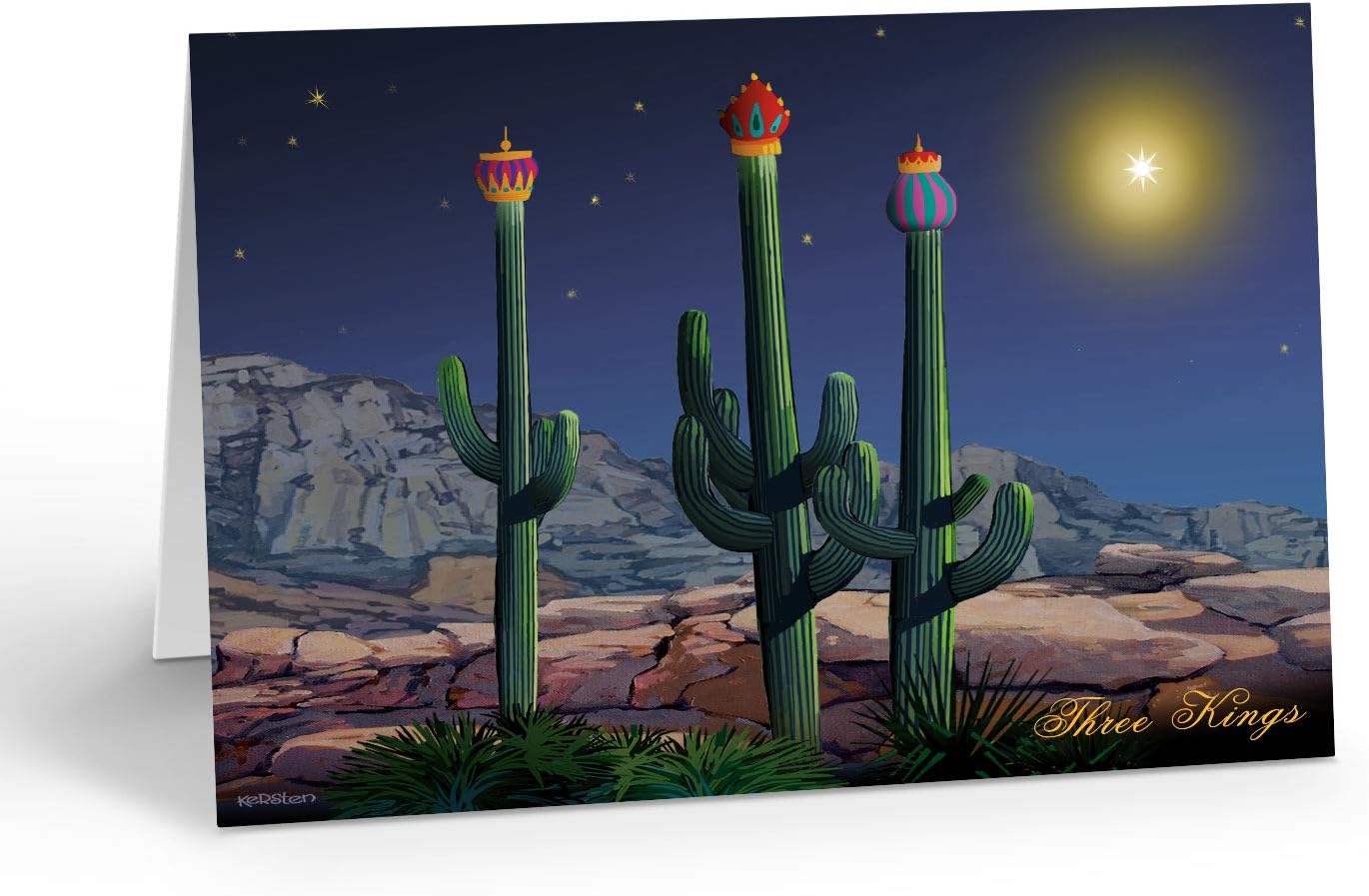 Stonehouse Collection | Custom Three Wise Cacti Christmas Cards | 24 Personalized Western Christmas Cards & Envelopes | USA Made - Arizona (Personalization)