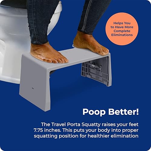 Miniatura 4 de Squatty Potty Porta Traveler Taburete plegable de inodoro para viajes, 7" de altura, gris