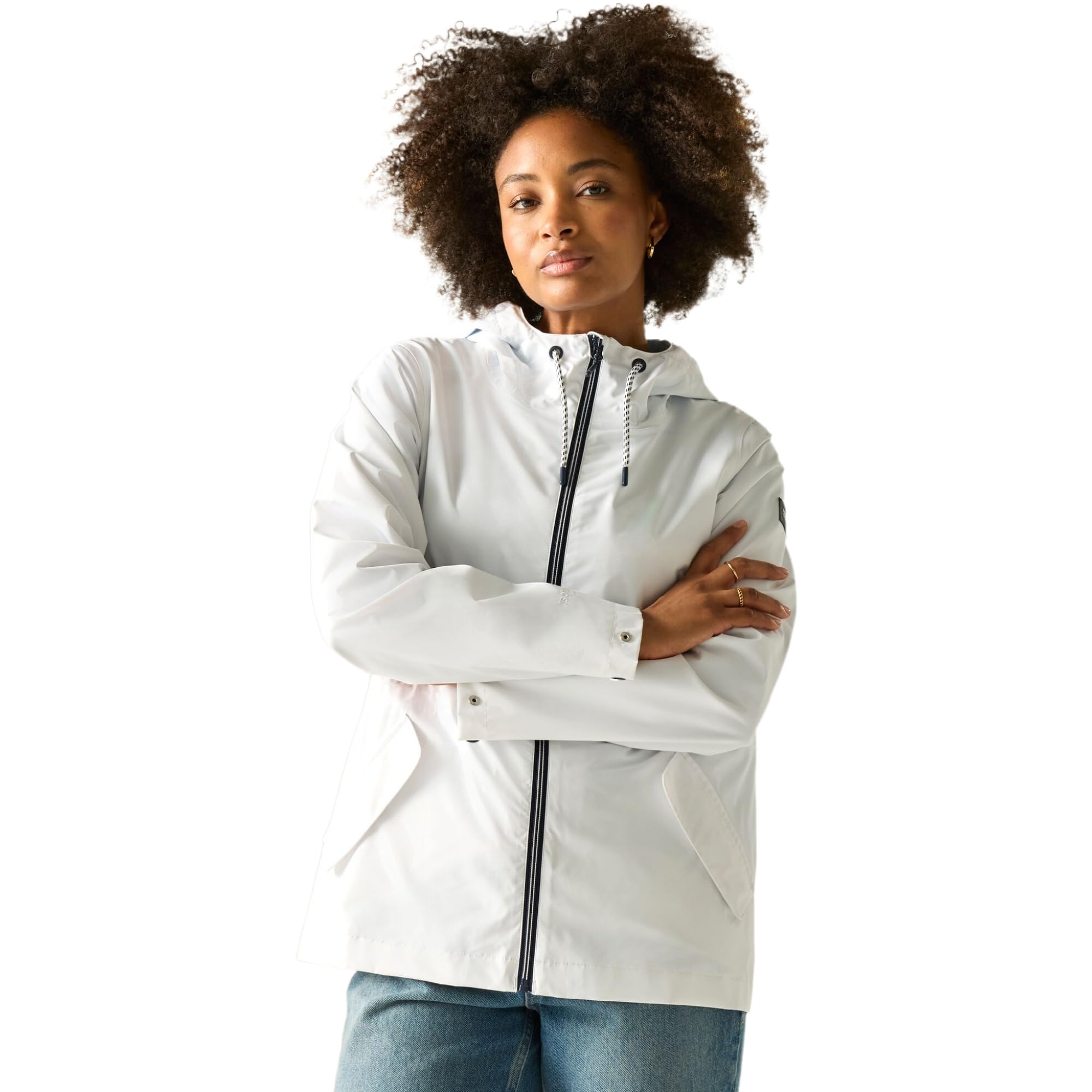 Regatta Women's White Bayletta Hooded Waterproof Jacket In | Size: 12