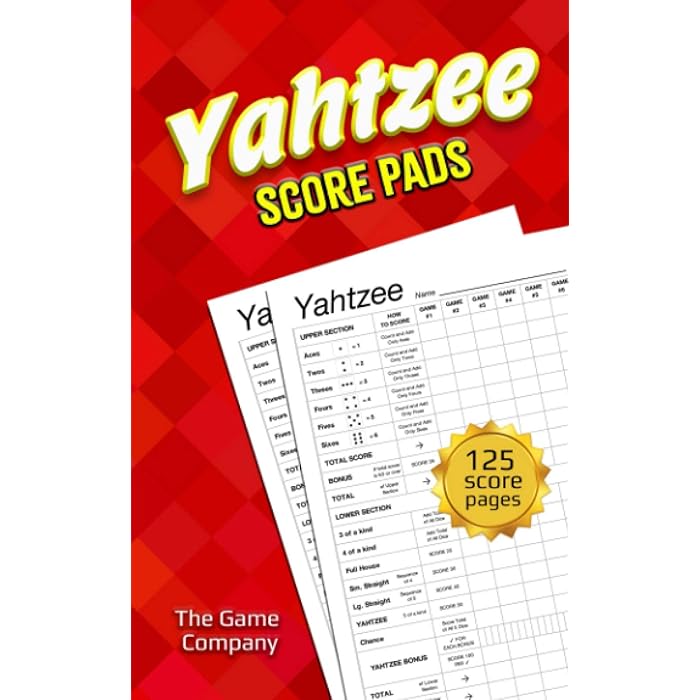 Buy Yahtzee Score Pads 125 Sheets for Scorekeeping Yahtzee Score