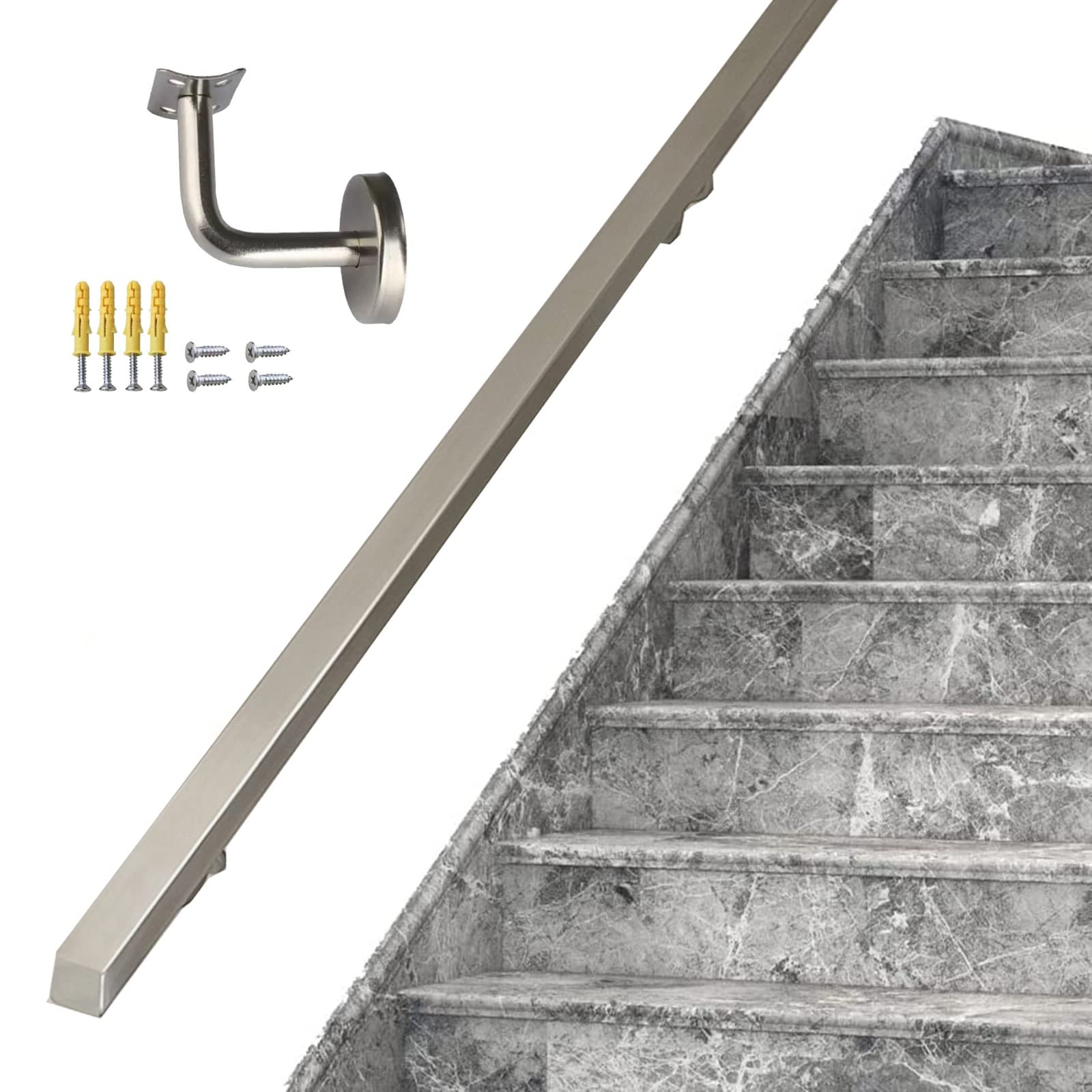 ZAQYCM Heavy Duty Contractor Handrail Indoor Outdoor, Sturdy Wall Support Banister for Deck Garden Pool Garage Hallway Loft Stairs, Interiors Exterior Stairwell Hand Railing (Size : 2.3ft/70cm)