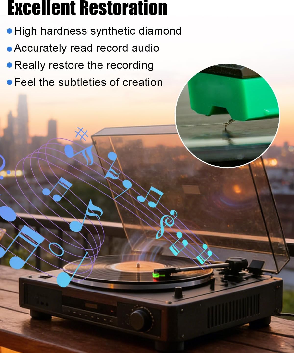 ATN95E Diamond Record Player Needles Green for AT95E Stylus ATN95E Replacement Stylus Fit for AT-LP120-USB Turntable with Phono Brush Not Fit for LP120X-USB