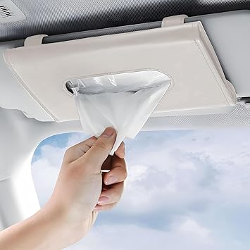 TEKCOOL Car Tissue Holder, Sun Visor Napkin Holder, Car Visor Tissue Holder, Tissue Holder for Car (Beige) - image, photos