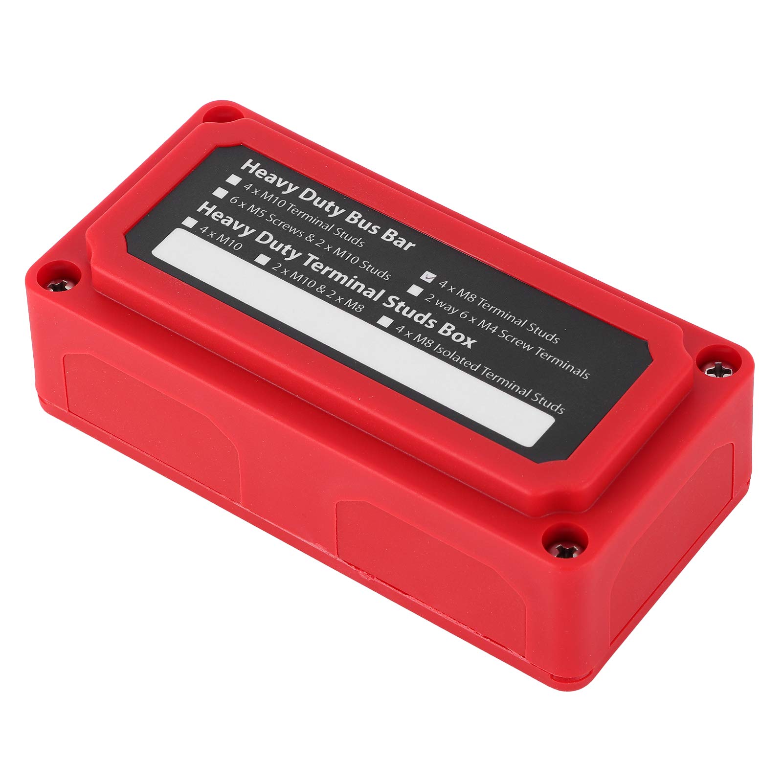 Caja de distribución de energía con Barra colectora de 300A, 48V, 4 Pernos, 5/16 ", Universal, para Coche, Barco, RV, cableado eléctrico Marino (B (Rojo))