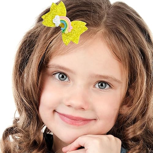 Miniatura 6 de 4 pinzas para el cabello de arcoíris, pinzas de pelo con lazo con purpurina de verano, horquillas de cocodrilo brillante, pasadores de pelo,
