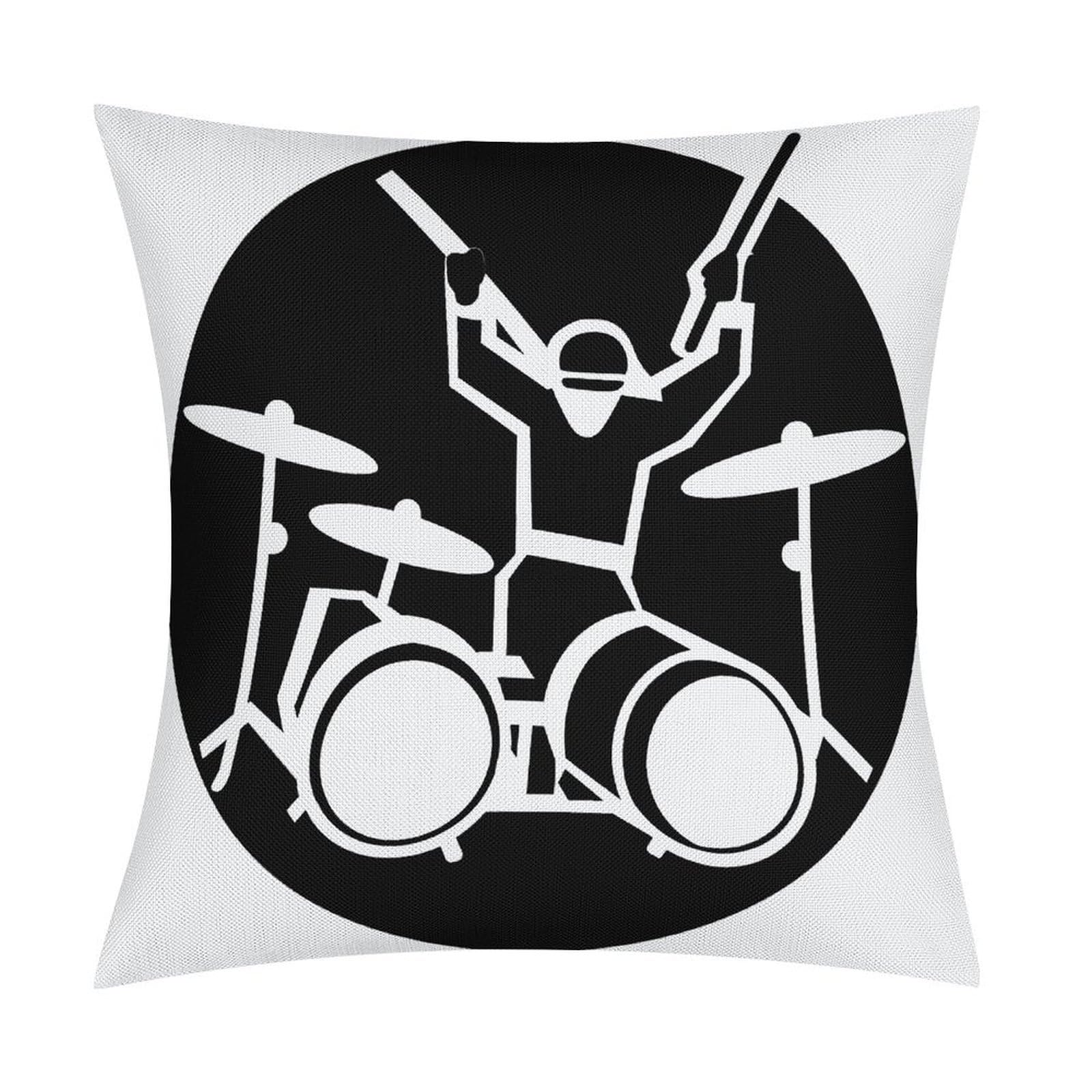Fodpand Style Drummer Pillow Covers 18X18 Inch, Pillow Cases Boho Farmhouse, Throw Pillow Covers For Couch Sofa Bed Spring Home Decor