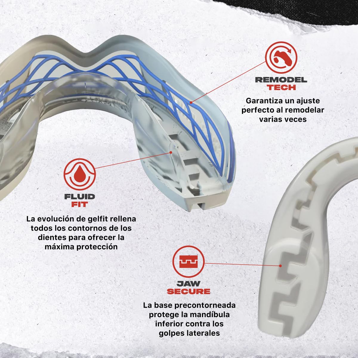 SAFEJAWZ Protector bucal para deportes de contacto adultos y niños Blanco