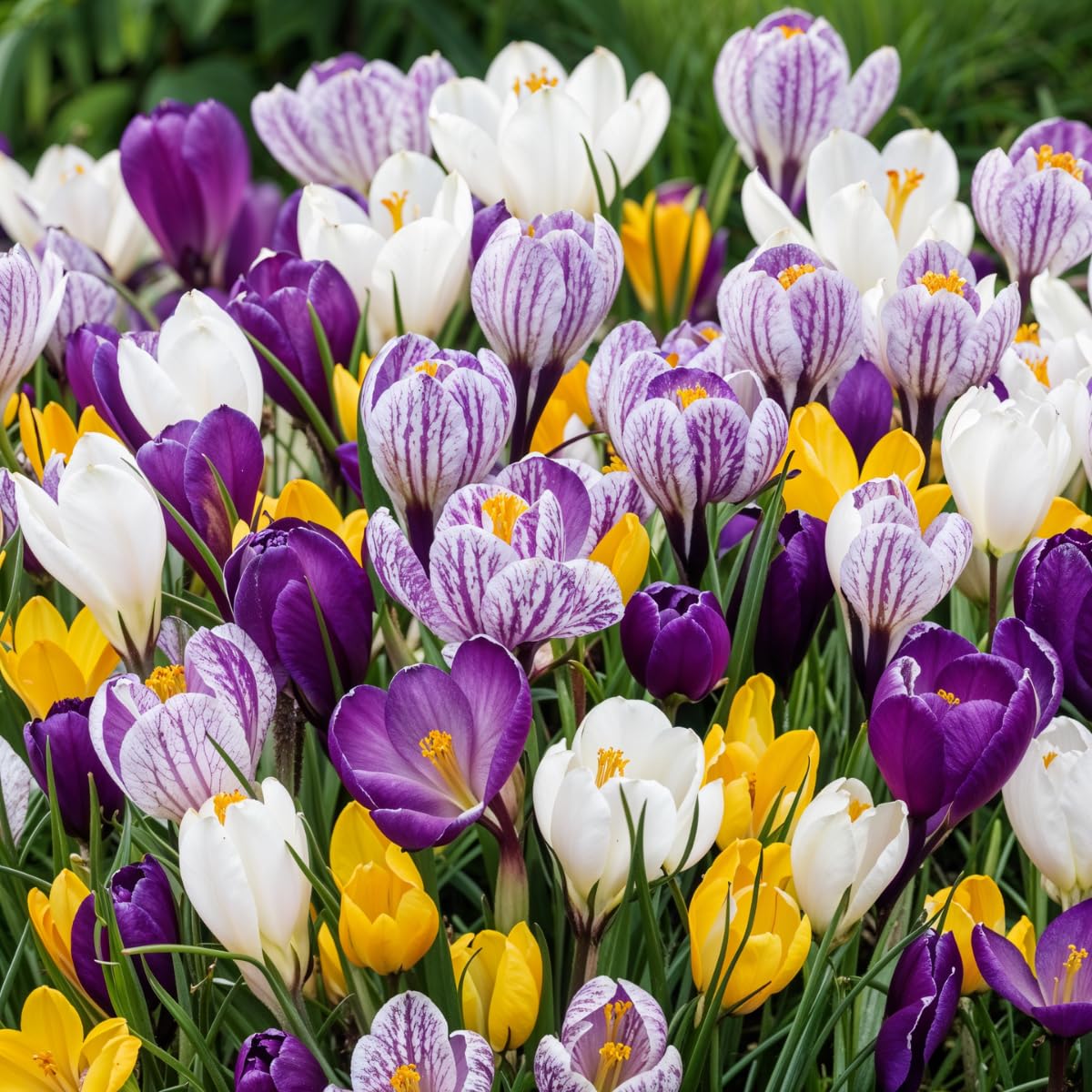 Riesen Krokusse Zwiebeln Winterhart Mehrjährig - 250 Blumenzwiebeln | Mix von 5 Sorten, Pflanzen aus Holland, Echte Pflanzen aus Holland, für Garten und Topf (kein Samen, nicht künstlich)