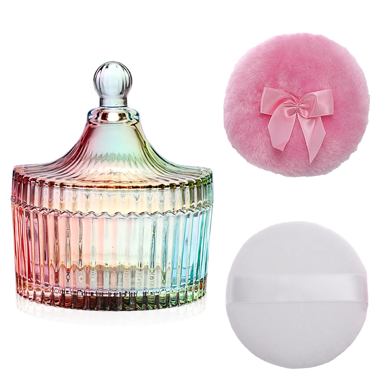 SUMTree Glass Body Powder Container and Puffs