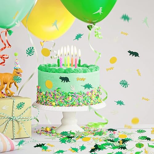 Miniatura 5 de 400 piezas de confeti de dinosaurio para mesa de cumpleaños, confeti de dinosaurio jurásico, dinosaurio, selva, tema de fotos, decoración de baby