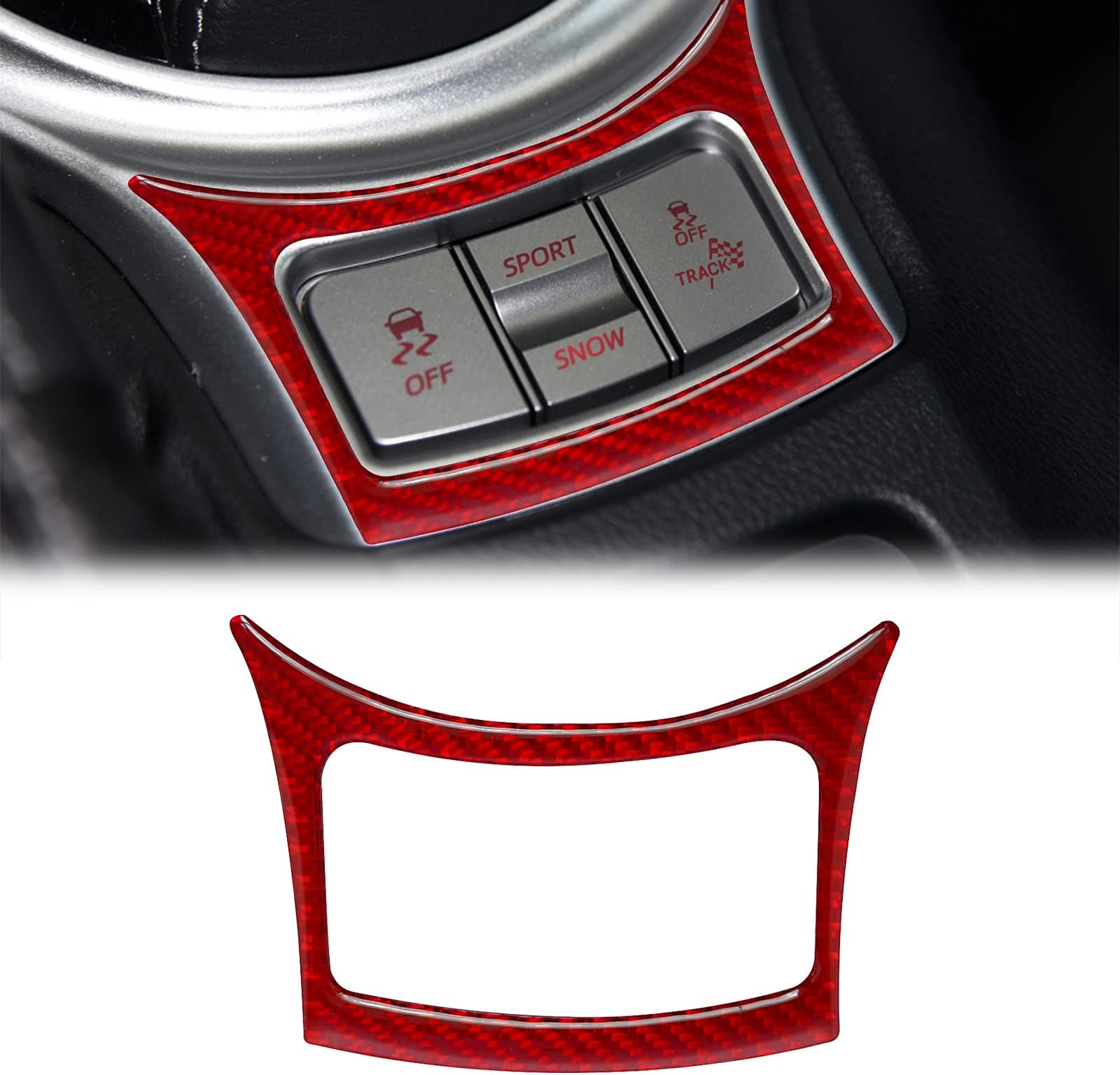 SUNJIKA Compatible with Carbon Fiber Gear Shifter Driving Mode Button Panel Trim Sticker Interior Accessories for Subaru BRZ Scion FR-S Toyota 86 2016 2017 2018 2019 2020 (Red) 1PCS