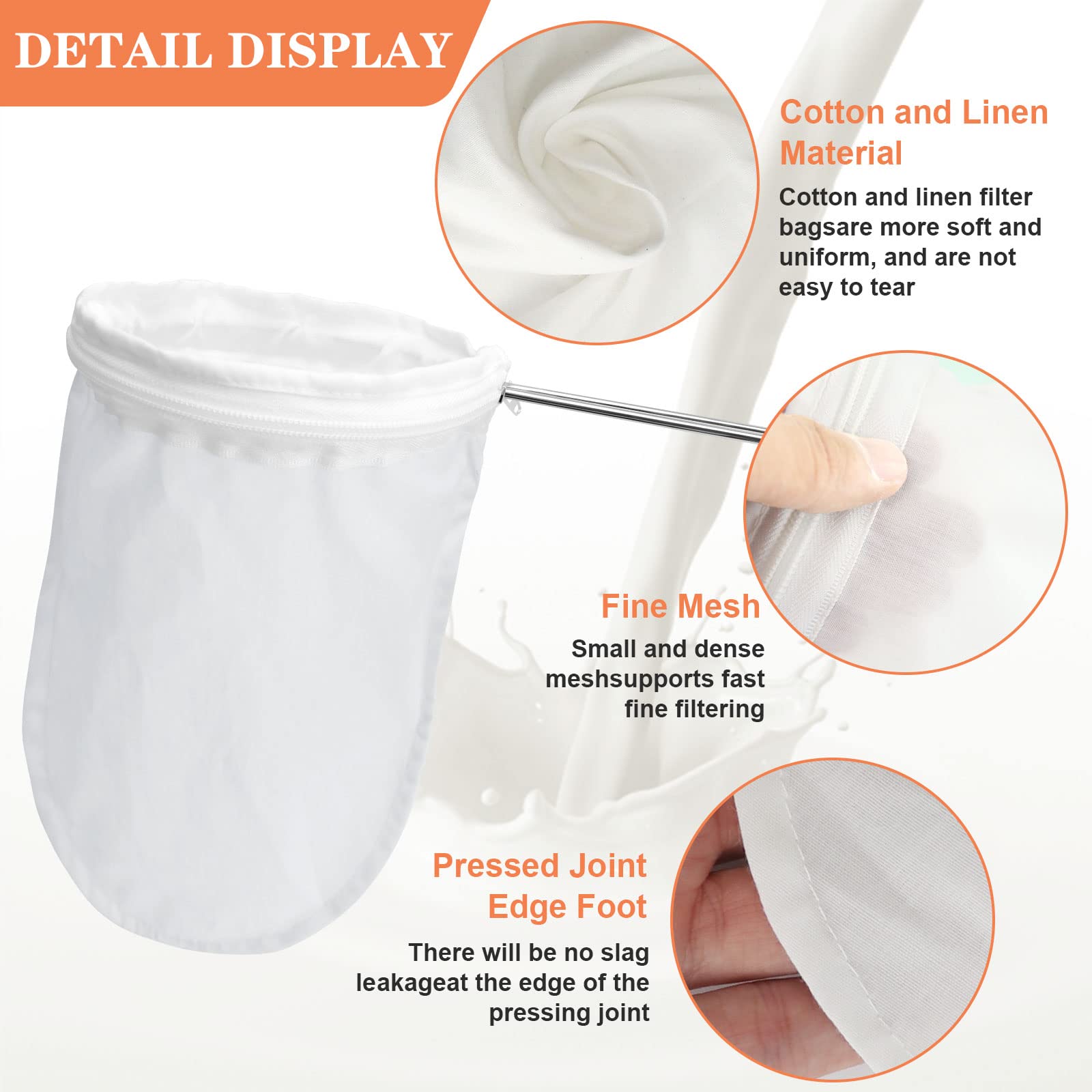 Buwei Colino In Nylon Con Manico | Filtro Riutilizzabile Per Miele, Latte Di Soia, Caffè E Succo | Maglia Fine In PP - 2