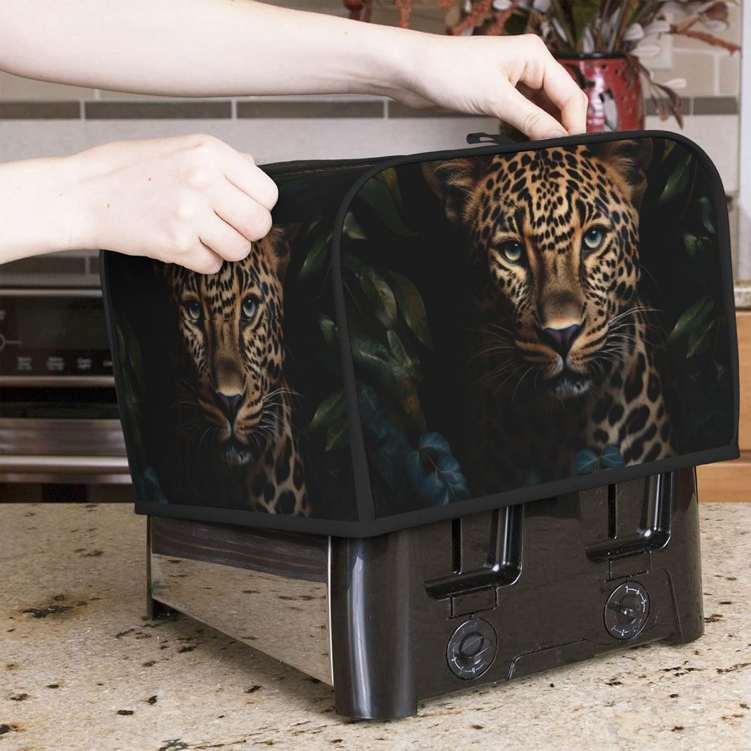 Leopard Print Print 4-Slice Toaster Cover Kitchen Appliance For Bread Home Protector Daily Usability image 4