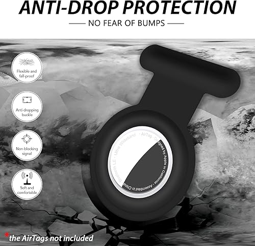 Miniatura 6 de Compatible con funda AirTag, funda de silicona suave para AirTag rastreador GPS oculto, broches estilo AirTag antiarañazos, para niños, ancianos,