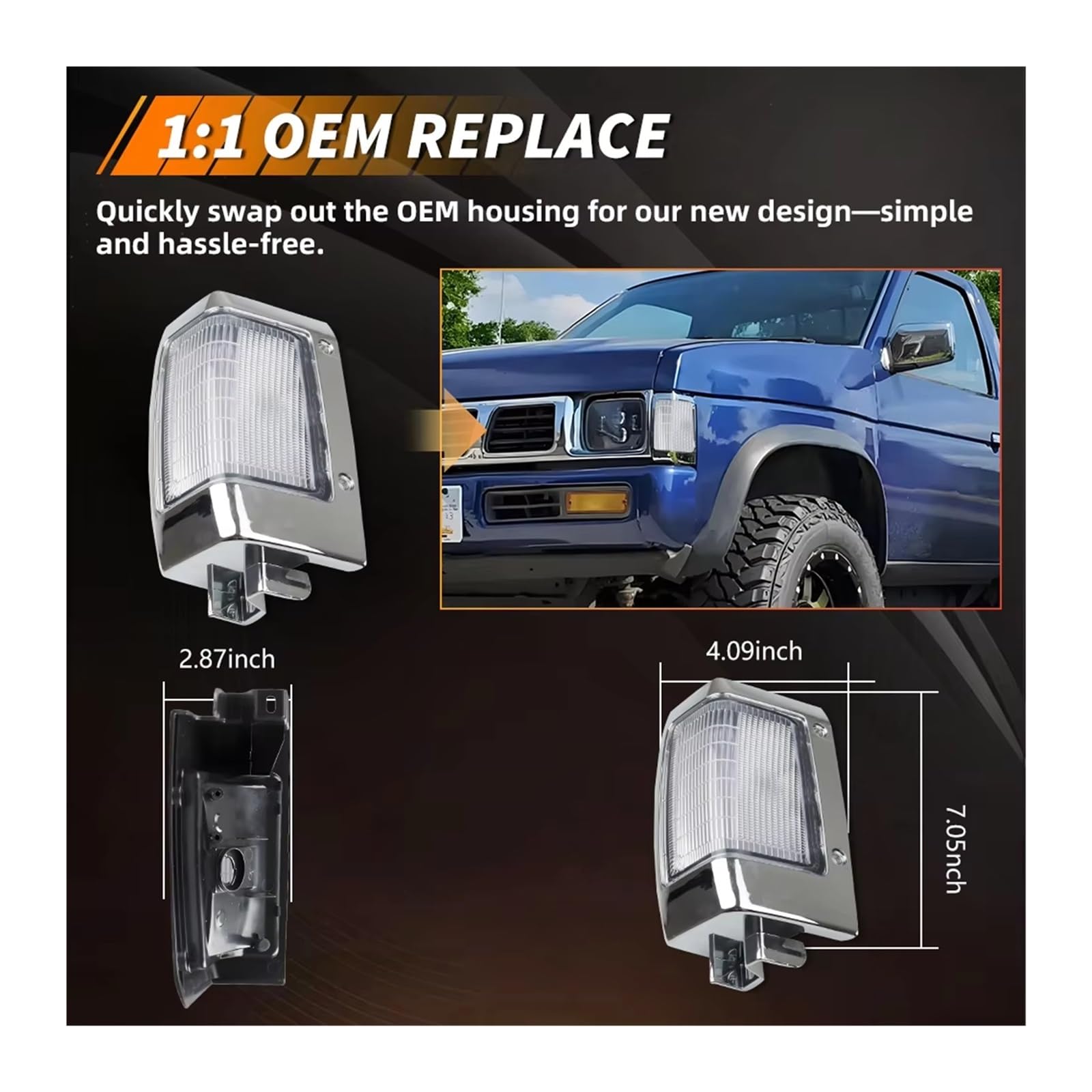 Faros Delanteros Para Nissan Para D21 Pickup 1990-1994 Sin Bombilla/enchufe Incluido Carcasas Luz Señal Giro Marcador Lateral Esquina Delantera Faro Principal(Smoked Lens)