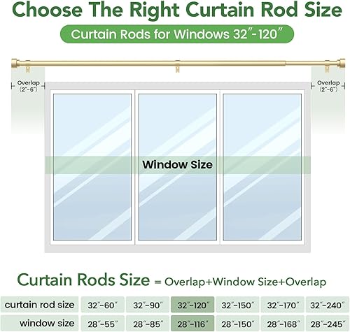 Miniatura 71 de Barras de cortina para ventanas de 28 a 48 pulgadas, barra de cortina ajustable de 1 pulgada, barra de cortina larga resistente para ventana, barras