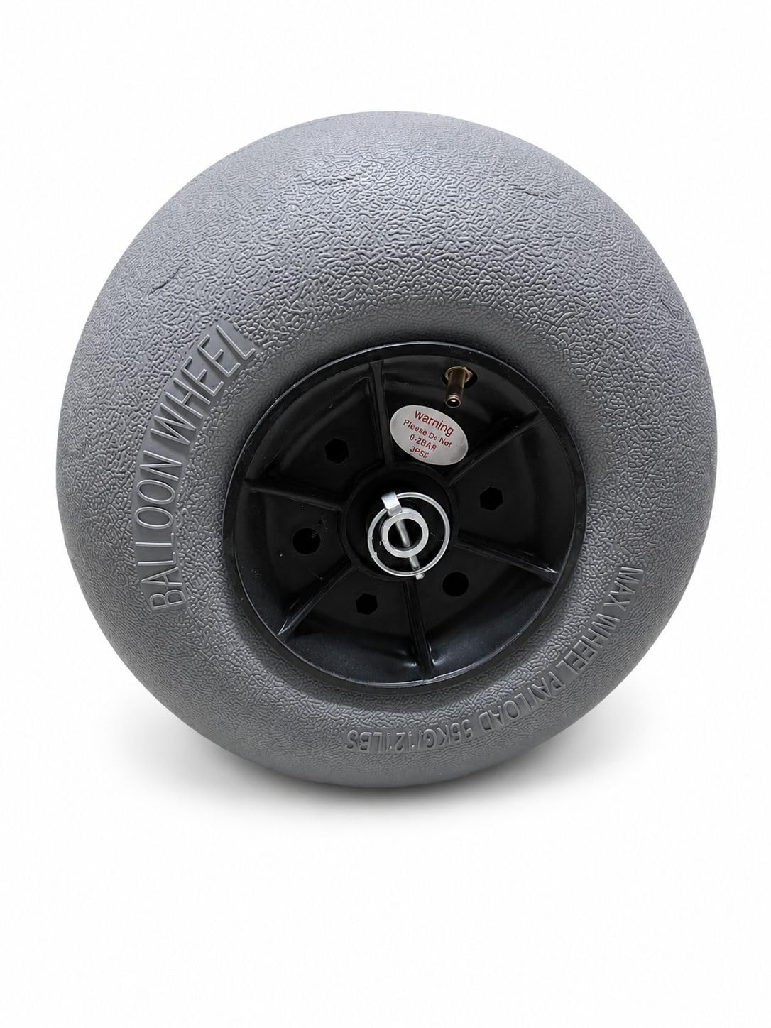 Balloon Wheel, Ruota Pneumatica in Gomma Grigia con Cerchio in Plastica Nera, per Carrelli da Spiaggia e Giardino