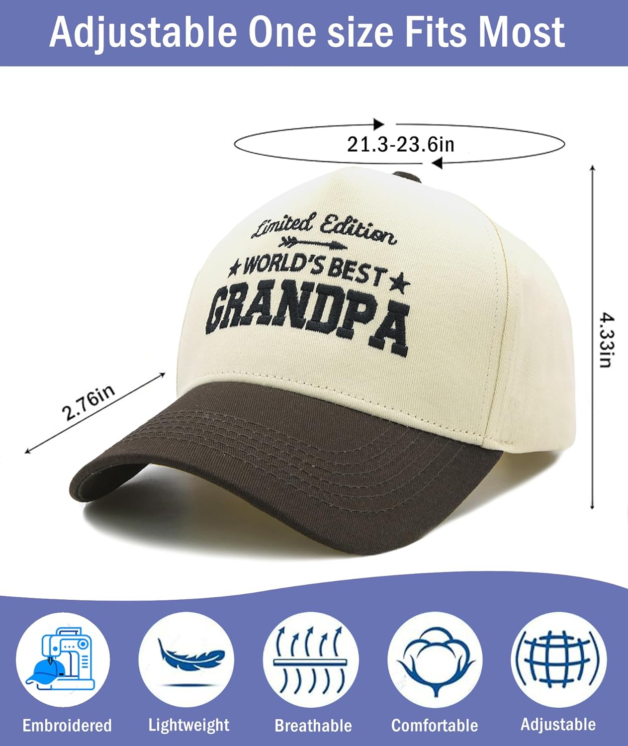 Embroidered Dad Hat for Men, Adjustable Vintage Baseball Cap, Fathers Day Birthday Gifts from Daughter Son Wife - Image 2