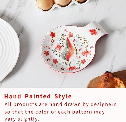 Miniatura 2 de Magclay Soporte de cuchara pintado a mano, soporte de cuchara de cerámica de 5.5 pulgadas para estufa y encimera de cocina, soporte para utensilios