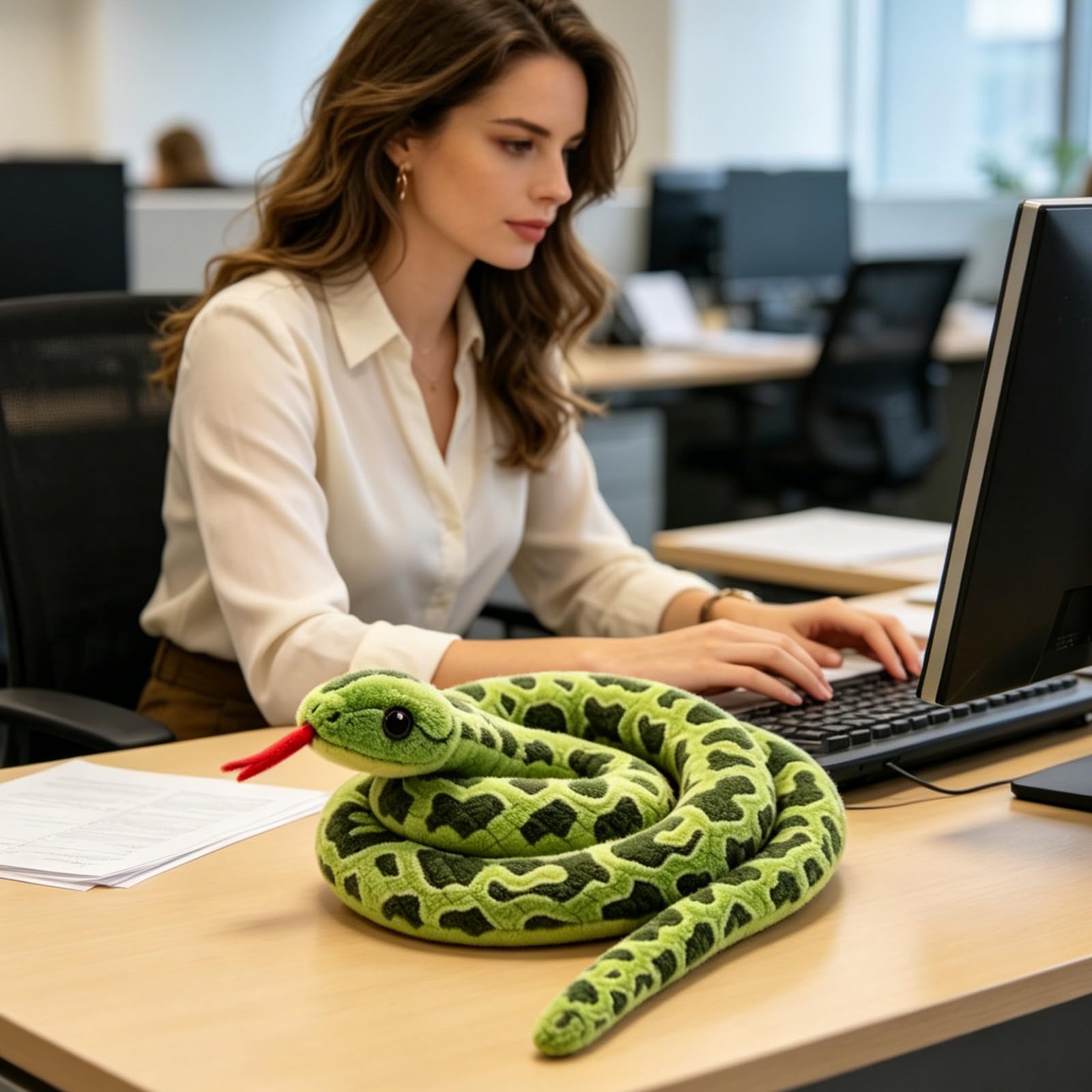 Snake Toy, Realistic Snake Plush for Decoration and Fun, Lifelike Green Snake with 100cm Length, Detailed Texture for Prank Use and Home Accent — view 5