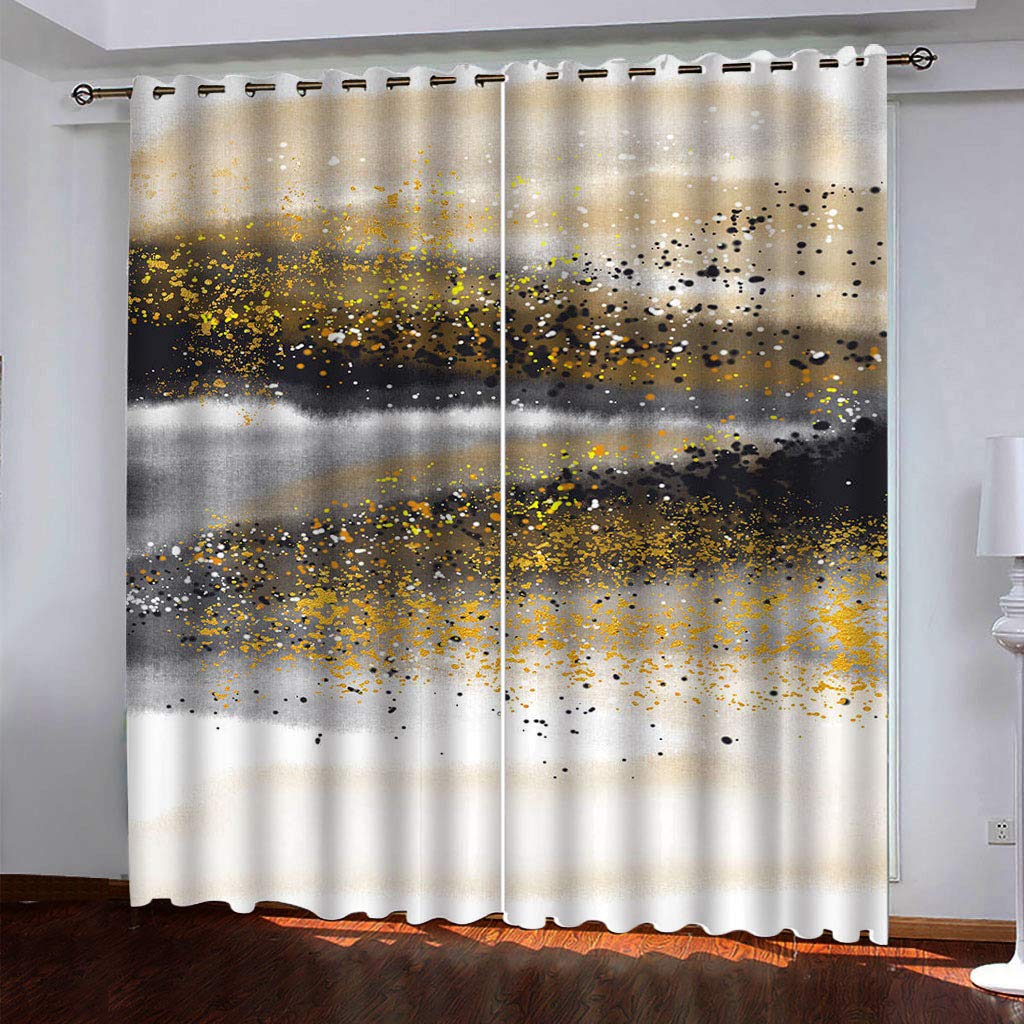 Maynuo Boys Gold Bedroom Curtains 3D Abstract Print Print Blackout Eyelet Curtain For Living Room 55X94inch Thermal Insulated Bedroom, Kids Door