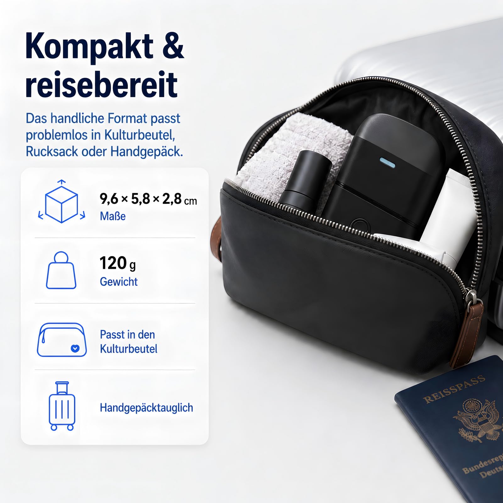 Rasierer Herren Elektrisch, Protable Folienrasierer mit doppelter schwimmender Klinge & UV-Lampe, IPX7 Elektrischer Kabelloses Rasiermesser mit Reiseschloss, USB-C wiederaufladbarer Trimmer für Männer