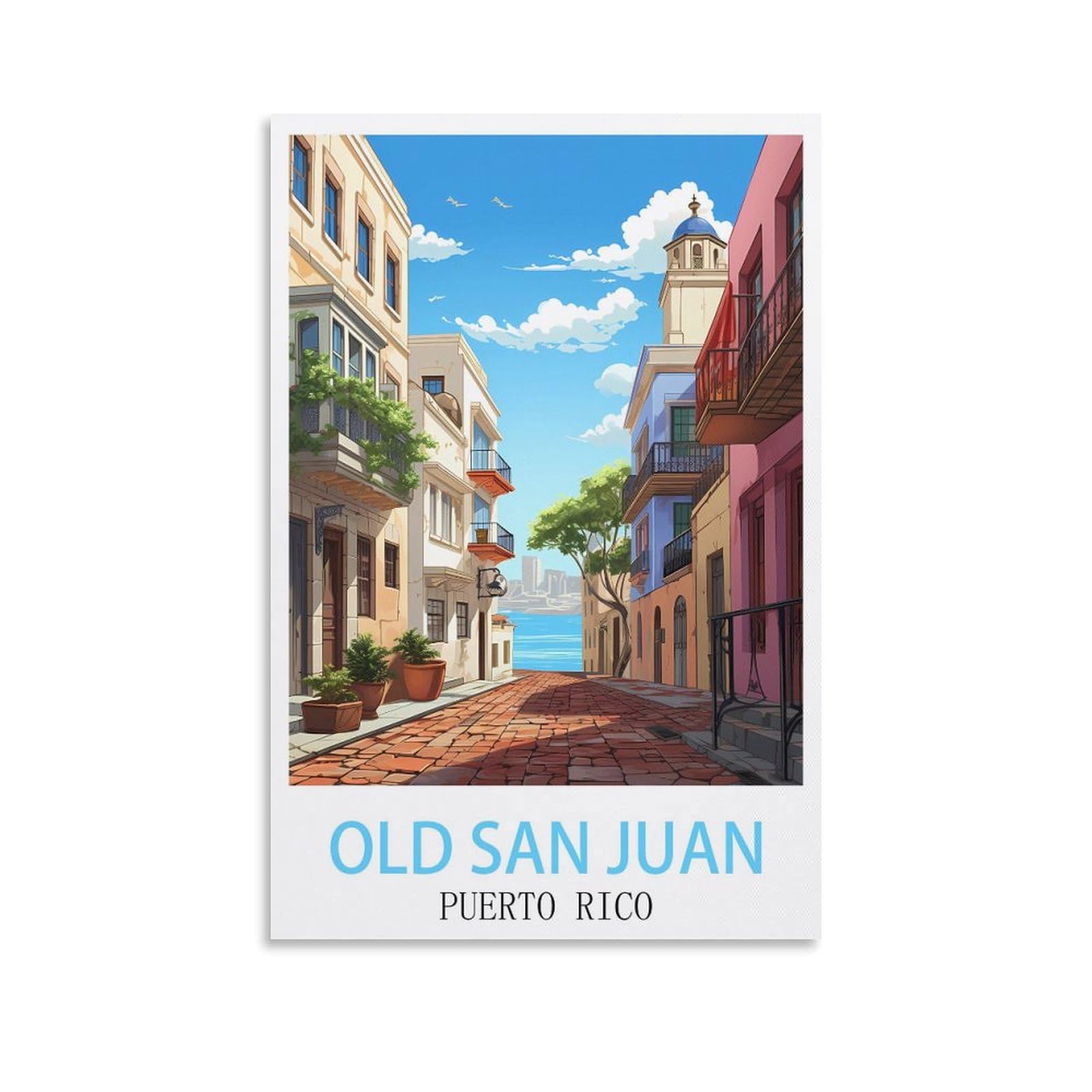 EZMLFA DIY Diamond Painting,Old San Juan Puerto Rico 5D Landscape Diamond Painting Kits for Adult, Gem Art Crystal Art Kits for Adults, for Home Wall 40x50cm