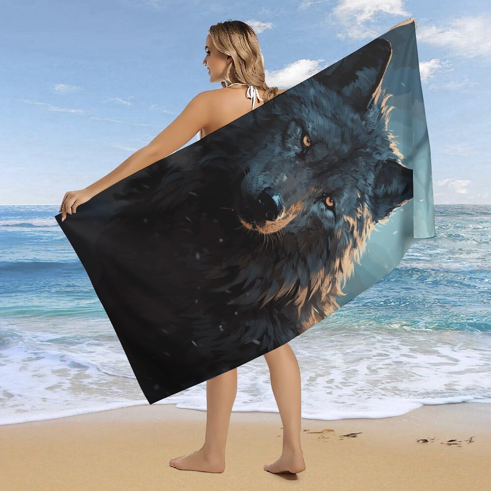 Serviette De Plage En Microfibre Forme Loup Attrape-rêves - Taille 80x160 Cm - Absorbante Et Anti-sable - Cadeau Original Pour Ados Et Adultes - 6