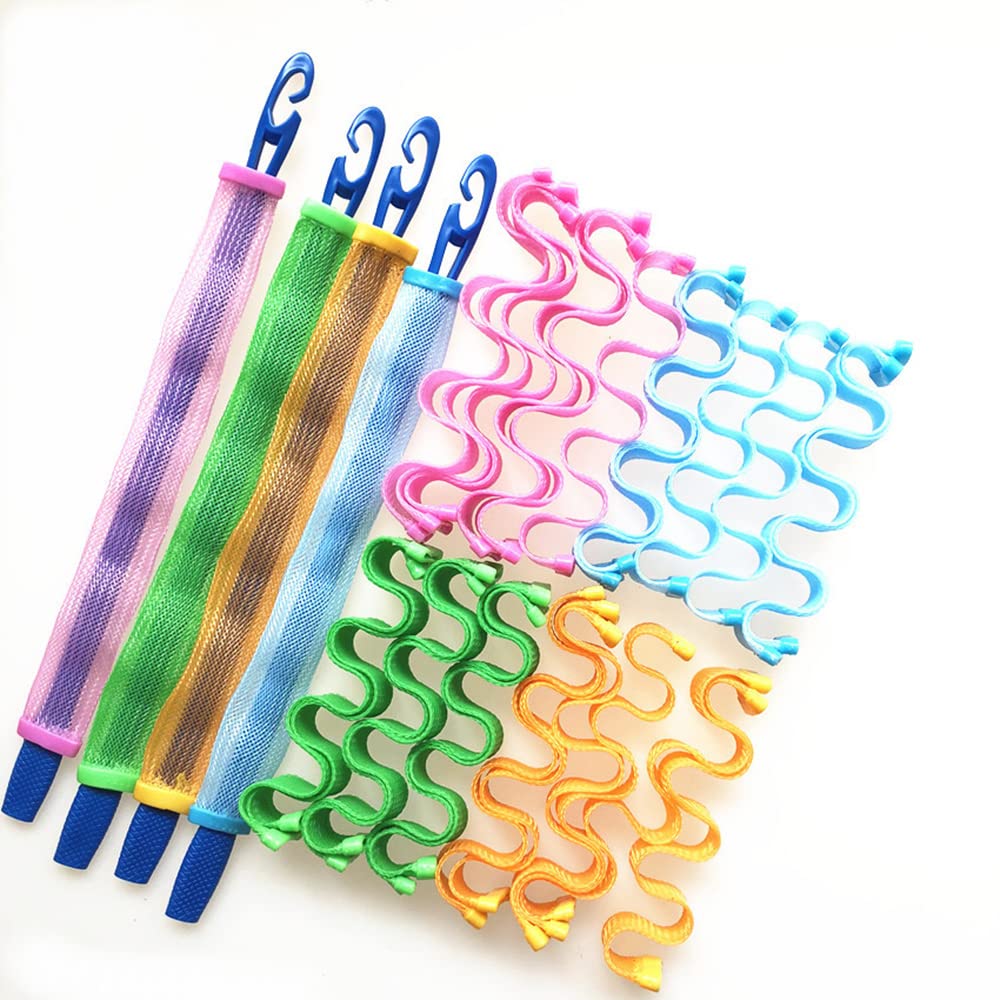 Cenpek Multicolor 36Pcs Hair Curlers Spiral Curls Styling Kit, Include No Heat Hair Curler Hair Rollers And Styling Hooks For Long Hair Hairstyle Supplies