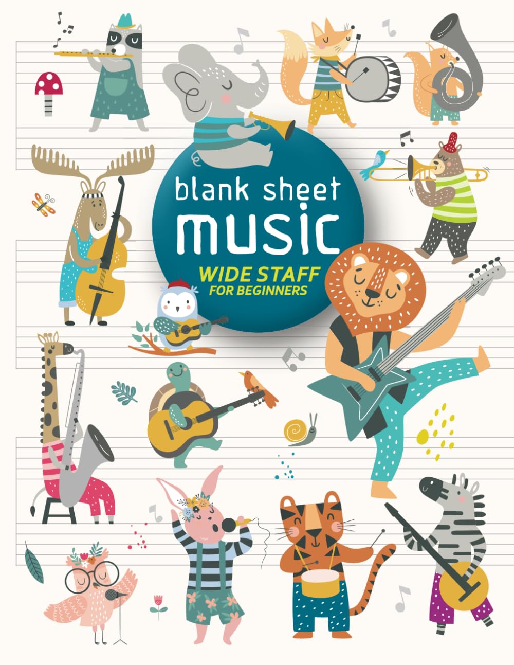 Blank Sheet Music Book: Wide Staff for Beginners | Paperback | Size fits music stand
