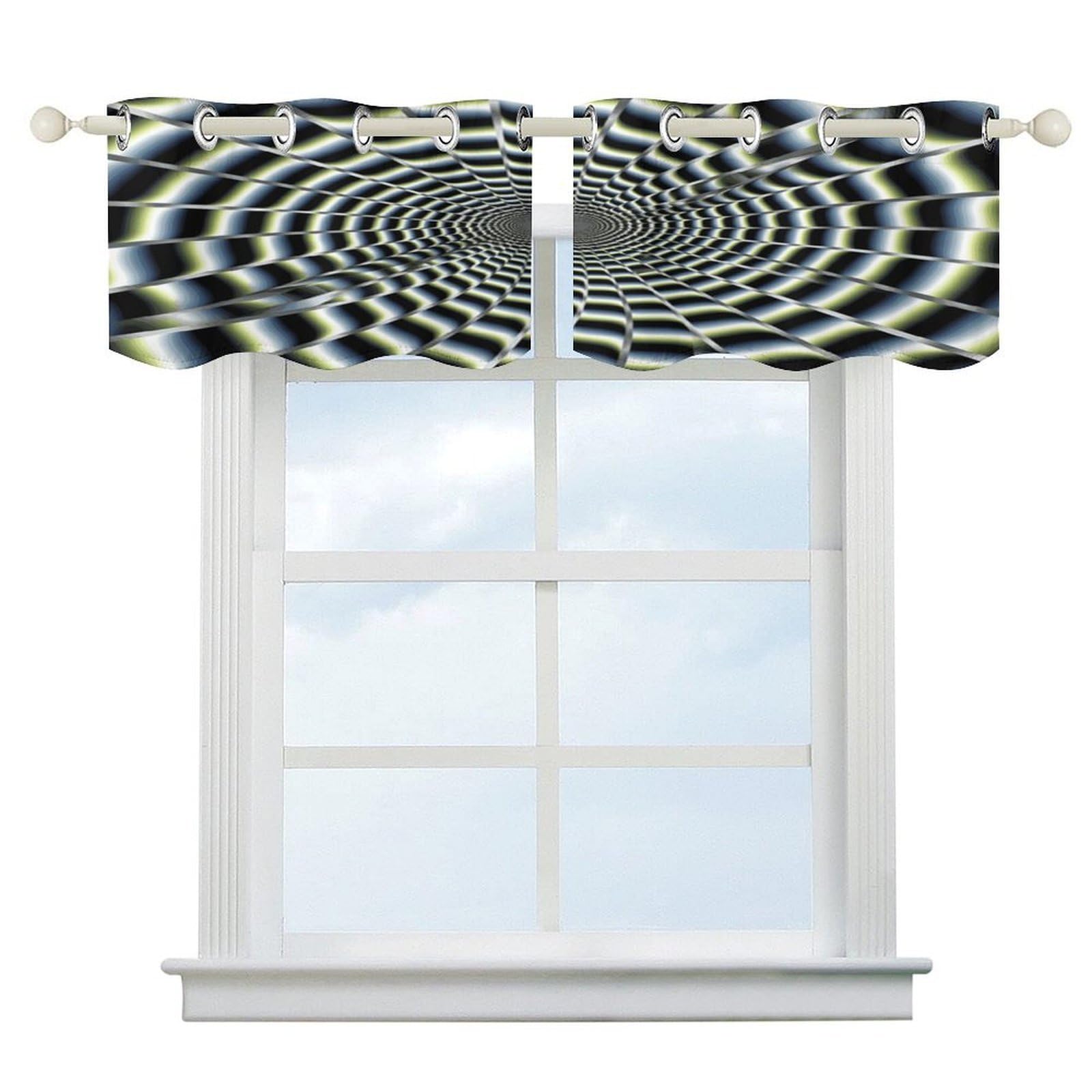 Cortinas opacas en espiral de arte moderno, cortina corta de 52x18.1" para ventana de cocina