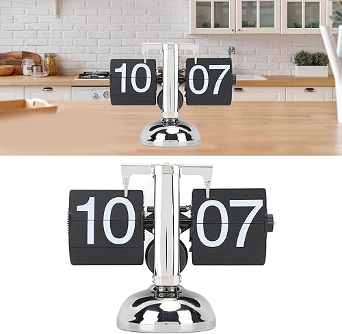 Miniatura 9 de Flip Number Clock Digital Retro Analog Tabletop 24 - Hour Black 304 Stainless Steel - Large Easy - Read Display, Adjustable Time, Ideal for Home