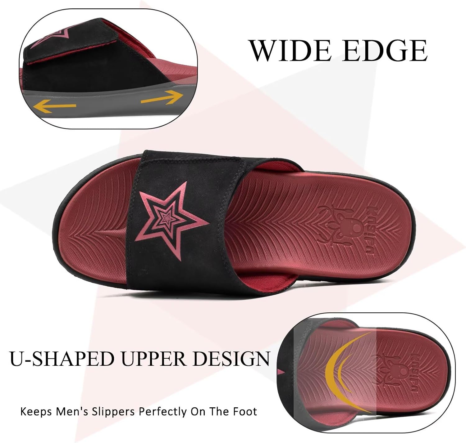 KuaiLu Mens Athletic Slides Wide Adjustable Arch Support Sport Sandals