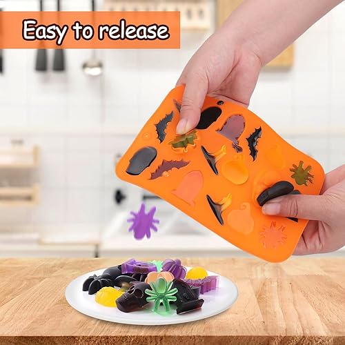 Miniatura 3 de AIERSA Moldes de silicona de Halloween, 1 molde de silicona de calabaza y 1 molde de fantasma para pasteles de Halloween, dulces, gelatina, chocolate