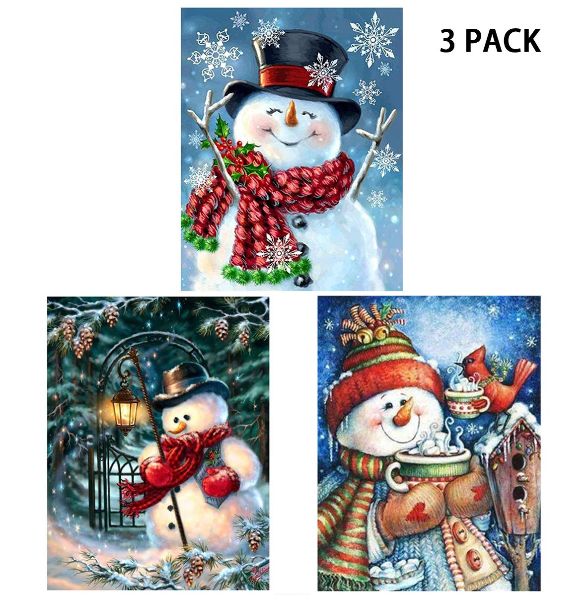 5D Full Drill Diamond Painting Kit,Hartop DIY Diamond Rhinestone Painting Kits for Adults and Beginner,Embroidery Arts Craft Home Office Decor (3 Pack Christmas Snowman)
