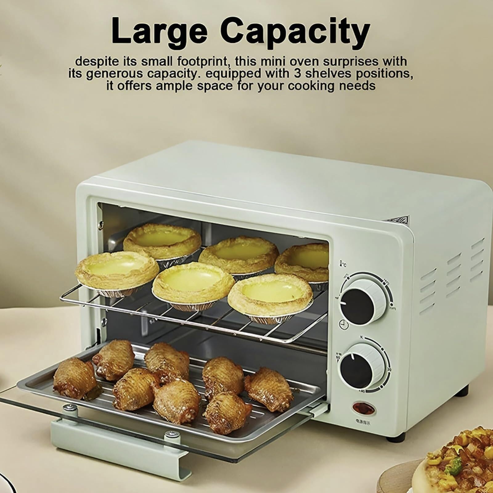 Forno Elettronico Intelligente 12L, Tostapane A Convezione Da Piano, Macchina Colazione Multifunzione, Temperatura Regolabile 0-230℃, Casa E Ristoranti(Pink)