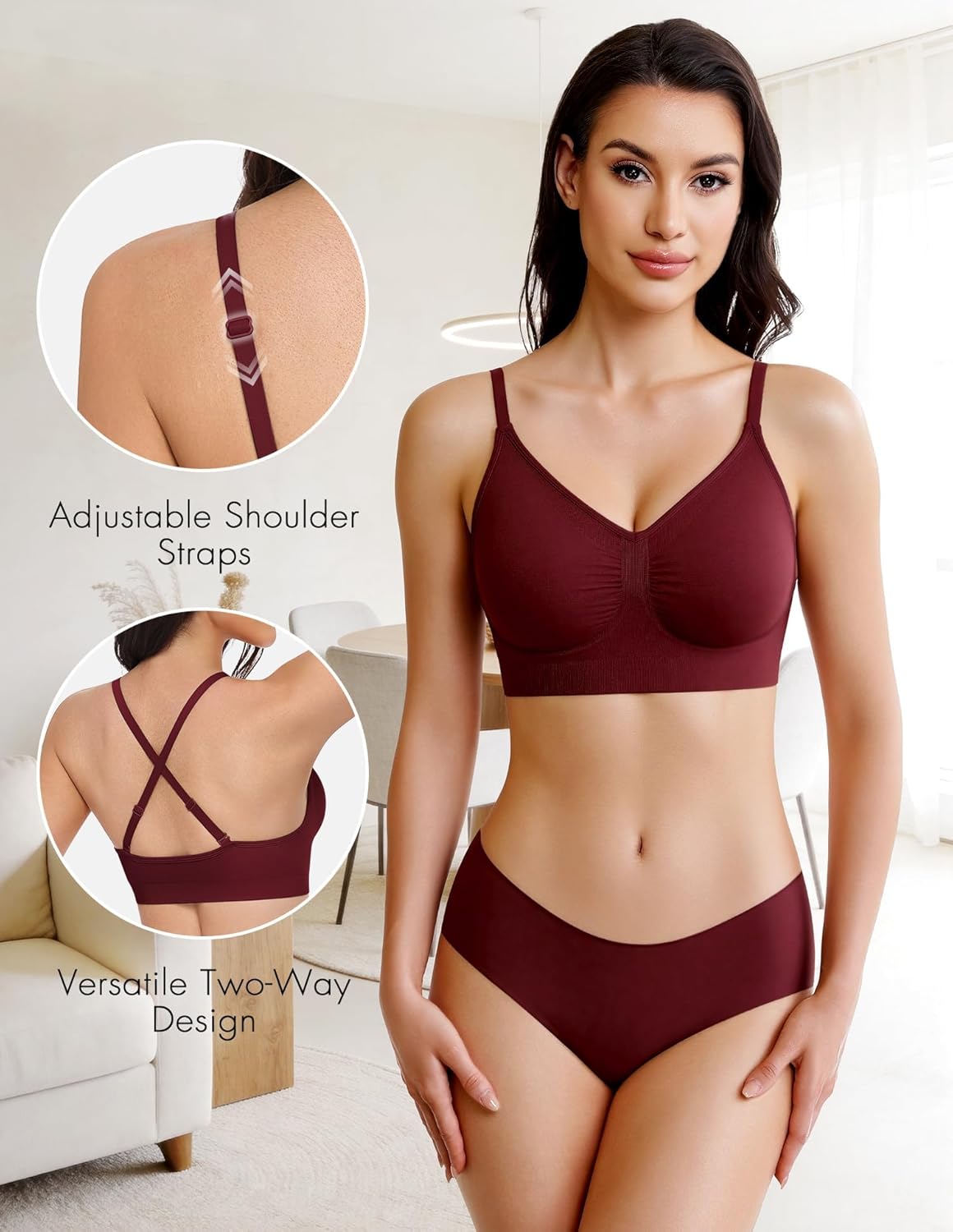 WANAYOU Bras for Women Bralettes for Women with Support Wireless Bra Comfortable No Underwire Push Up Padded Everyday Bra - Image 4