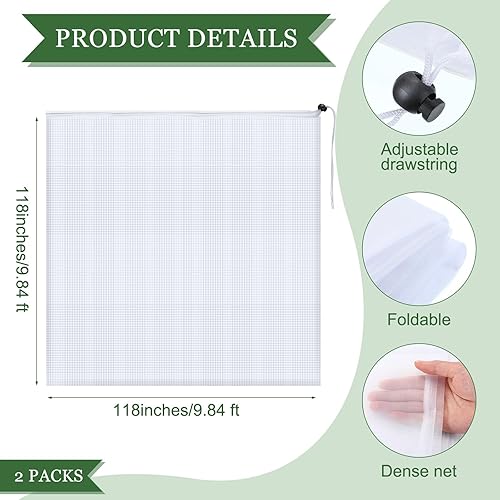 Miniatura 9 de Malla de barrera para pájaros con cordón de red de arándanos, cubierta de red para plantas, protección contra animales, cubierta de red de frutas