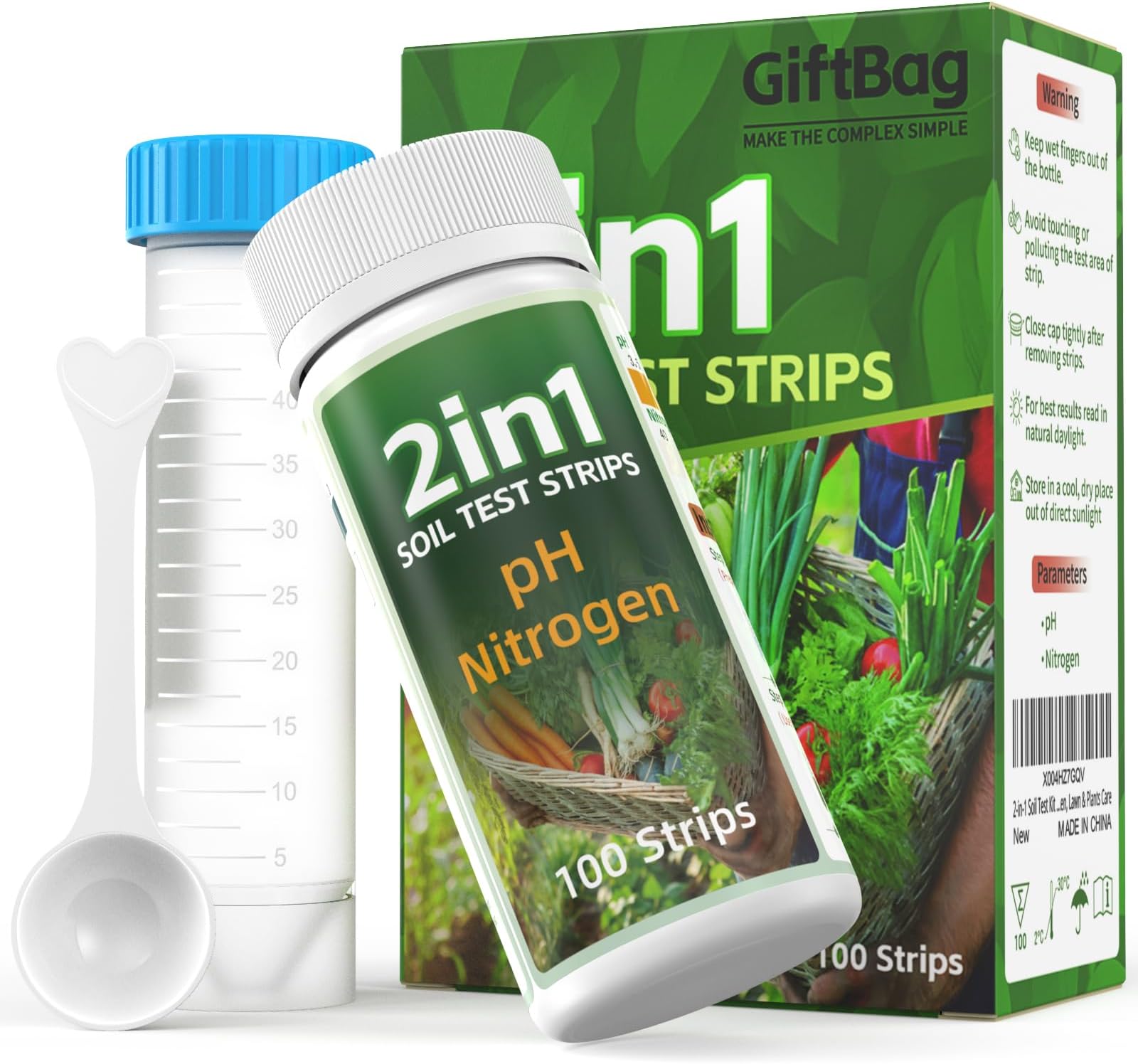 2-in-1 Complete Soil Test Kit for pH & Nitrogen – Includes Soil Sampling Spoon & Centrifuge Tube – Accurate & Easy-to-Use Soil Tester for Garden, Lawn & Plants Care