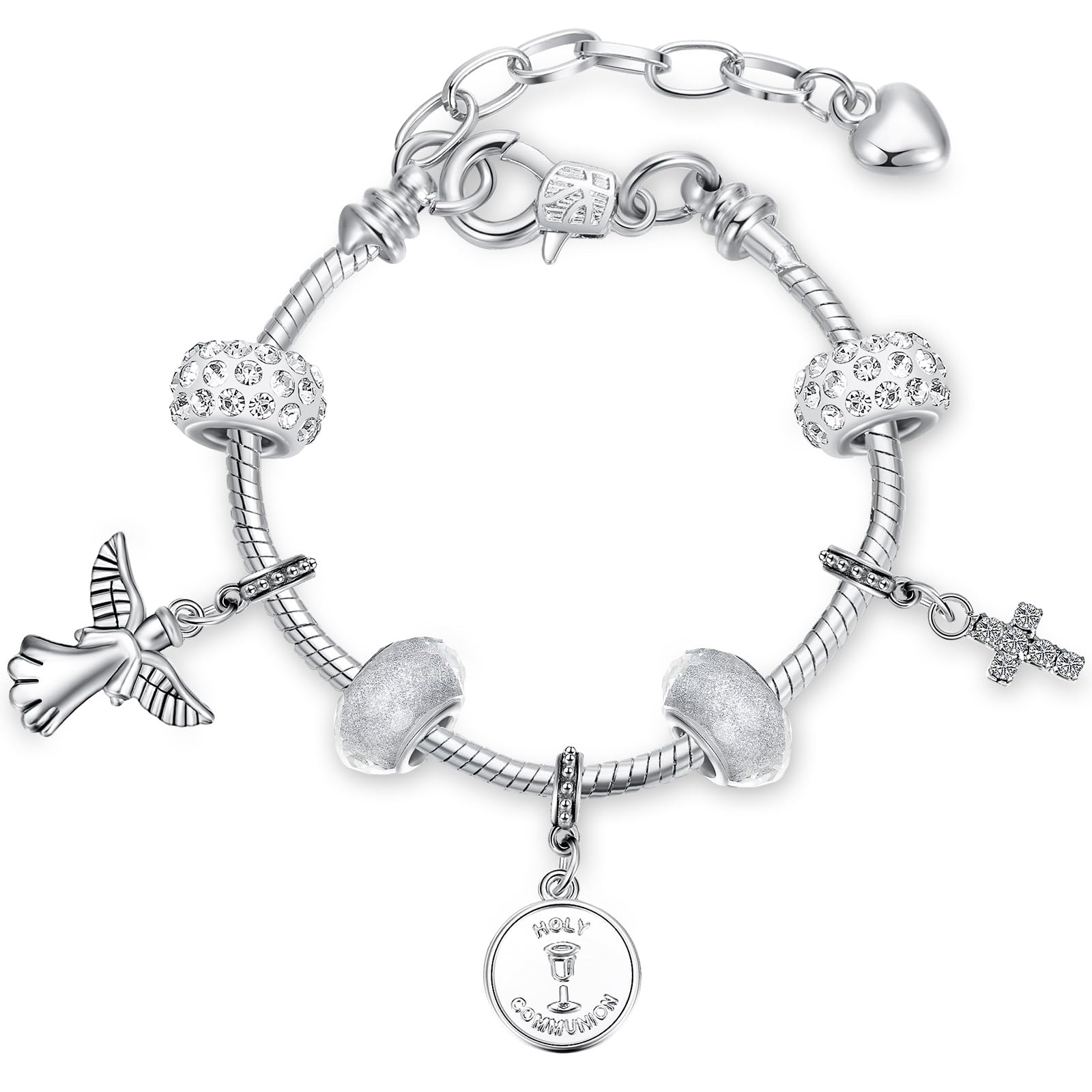 Bracciale Con Croce Per Donna - Gioiello Religioso Cristiano Per Battesimo, Prima Comunione E Cresima - Con Perline Colorate E Catena Oro - 3