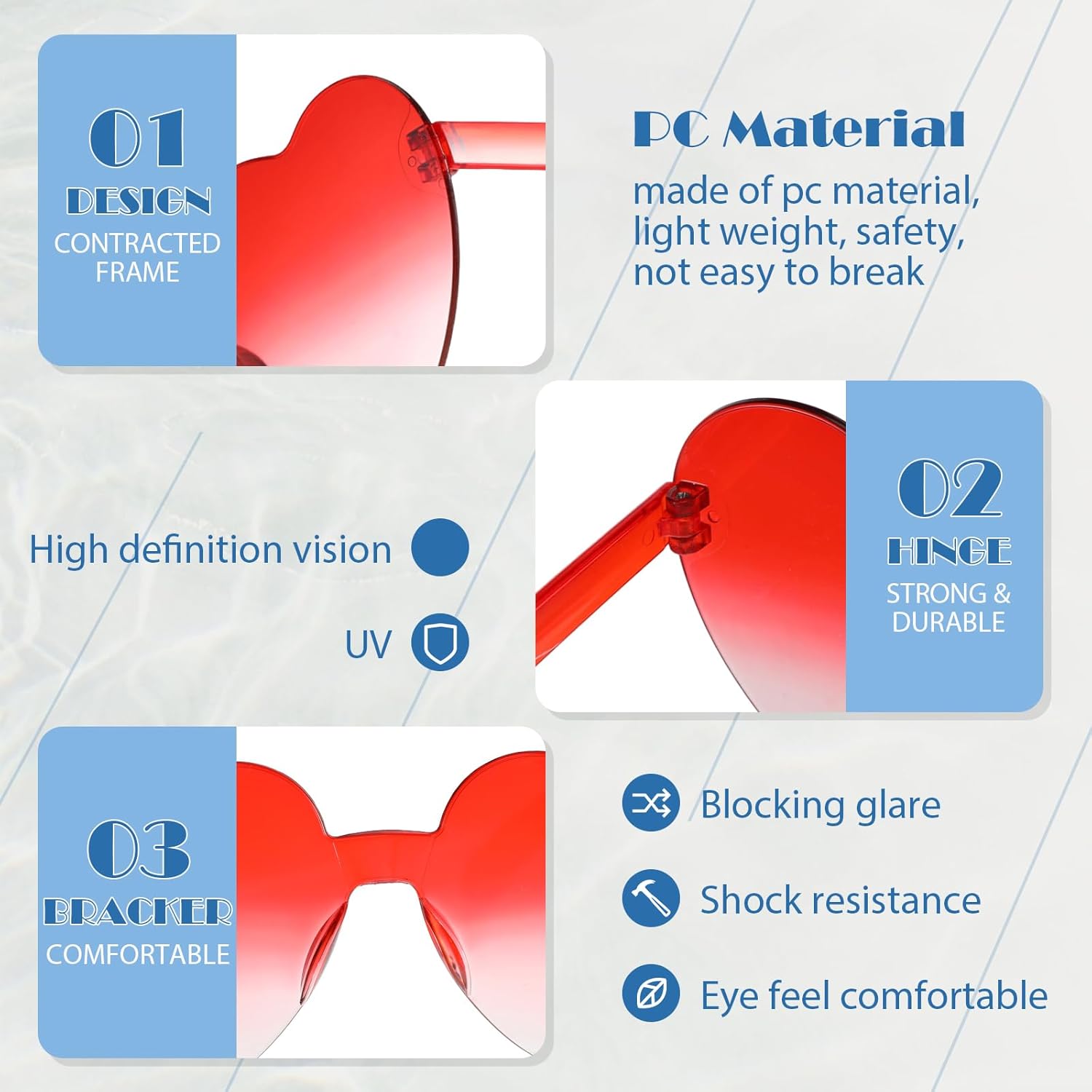 Geiserailie 48 Pairs St. Patricks Day Heart Shape Sunglasses Bulk Heart Glasses Rimless Sunglasses for Women Irish Party - Image 5