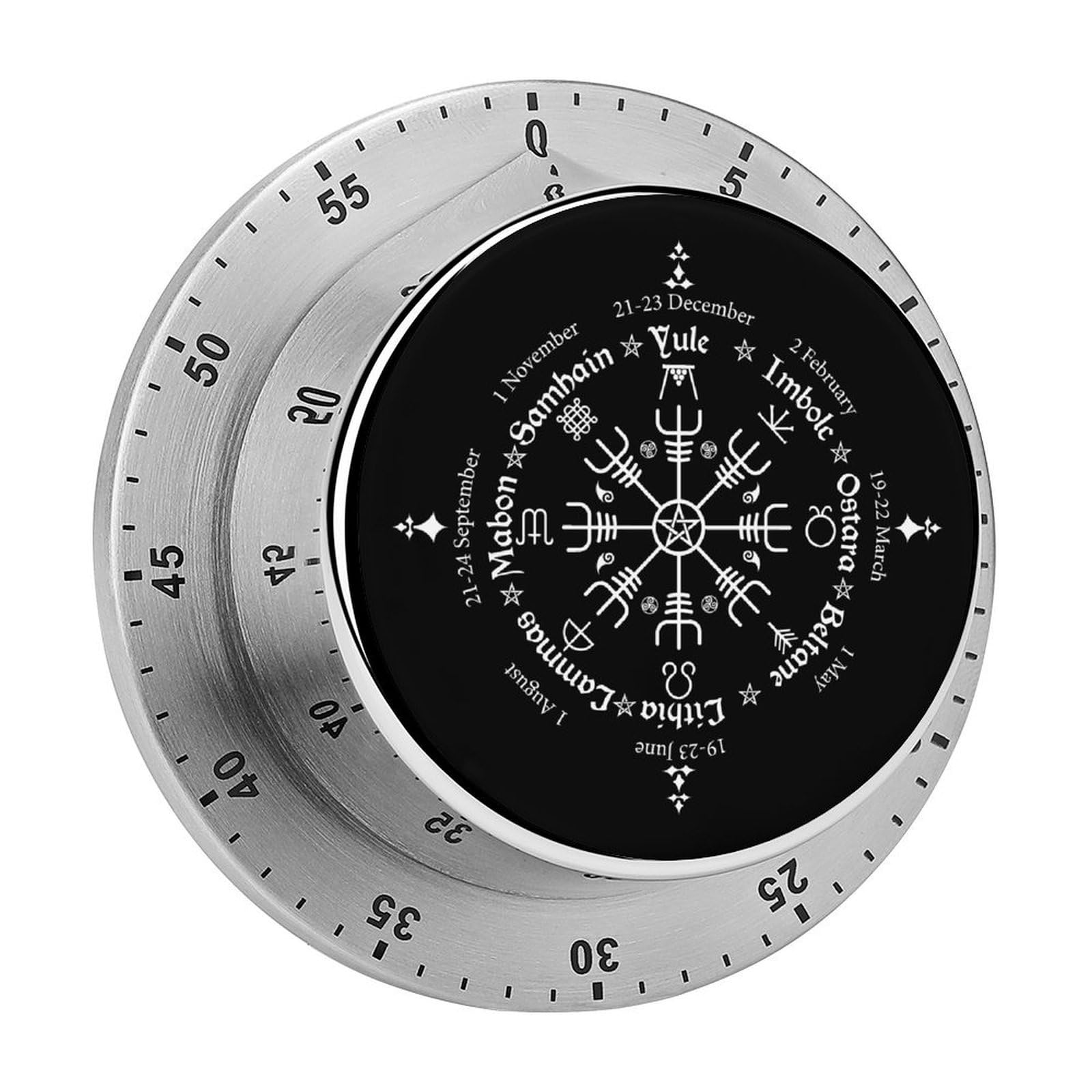 Norse Viking Vegvisir Compass Goth Pentagram Circular Rotating Timer, Suitable for Kitchen and Bedroom